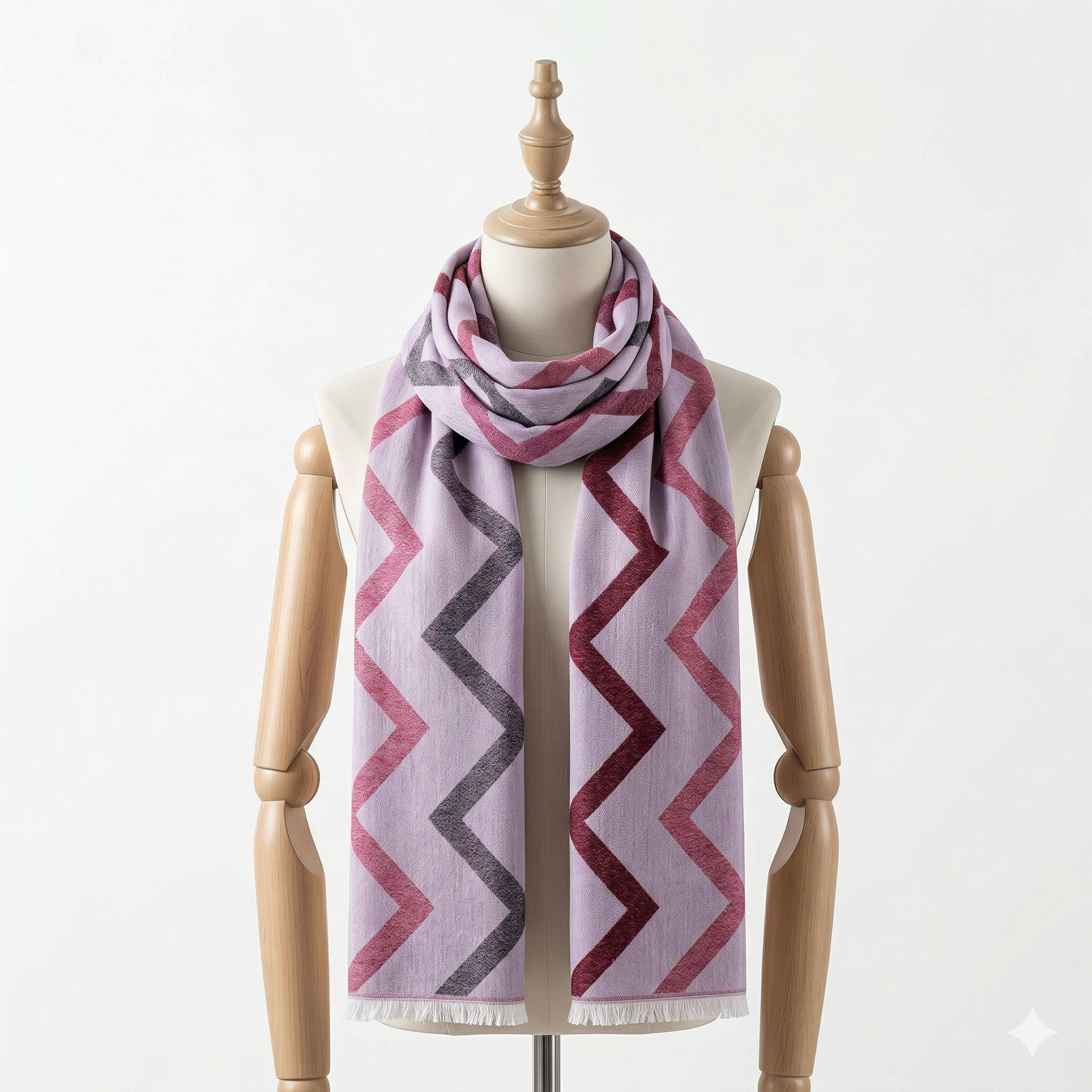 Zig Zag Pattern Red/White Scarf